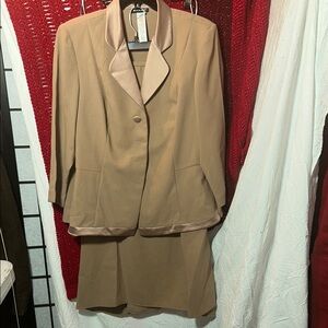 Elegant Tan Blazer and Skirt Set